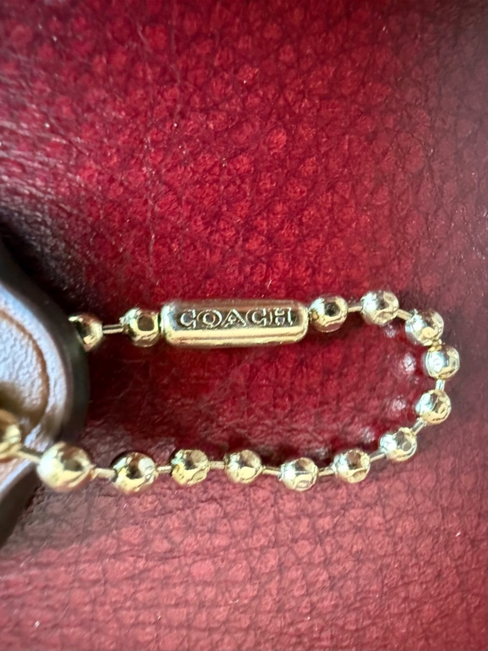 Coach leather tag on chain - Picture 2 of 5
